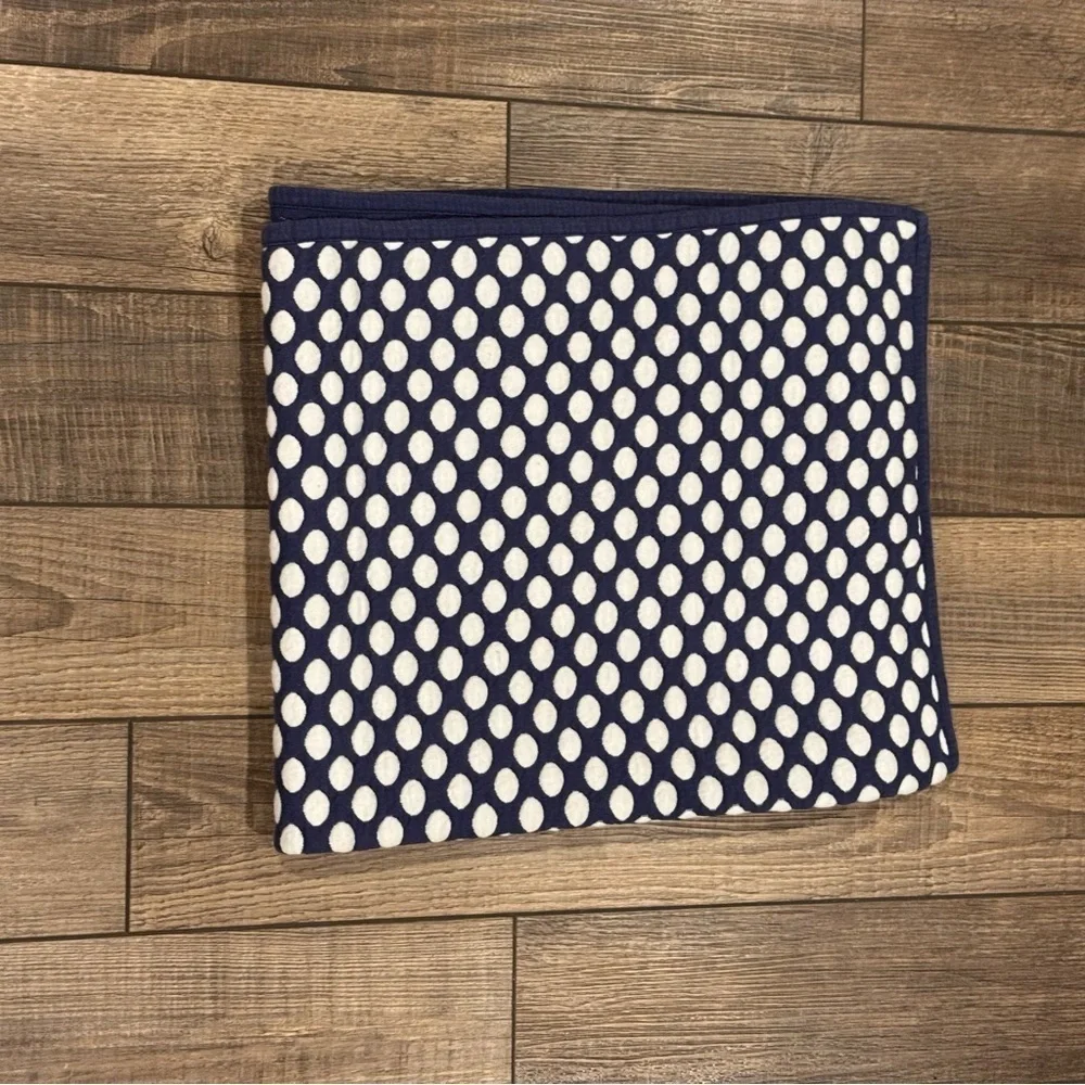 Pottery Barn Bubble Modern Baby Stroller Blanket Blue White Cotton 30x40
